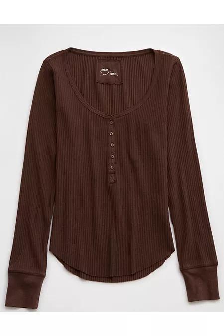 Aerie Essential Henley Layering T-Shirt Women's Product Image