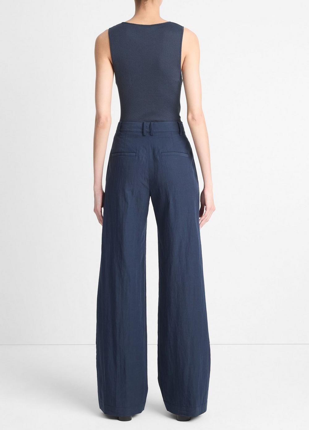 Mid-Rise Textured Wide-Leg Trouser Product Image