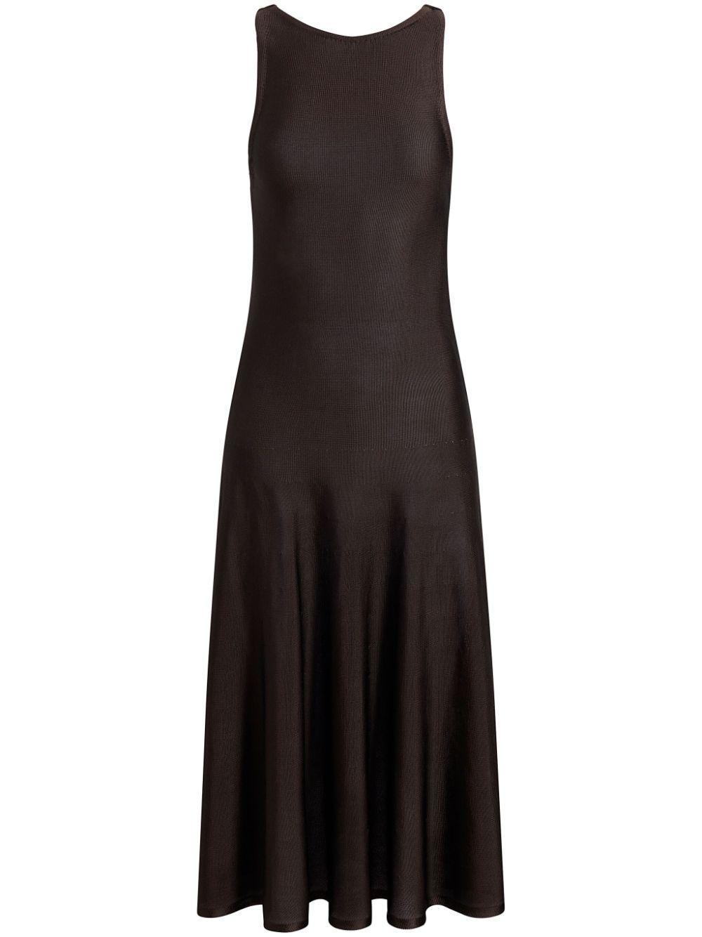 Hencil Sleeveless Semi-sheer Knit Midi Dress In Espresso Product Image