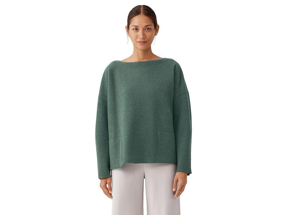 Eileen Fisher Bateau Neck Boiled Wool Sweater Product Image