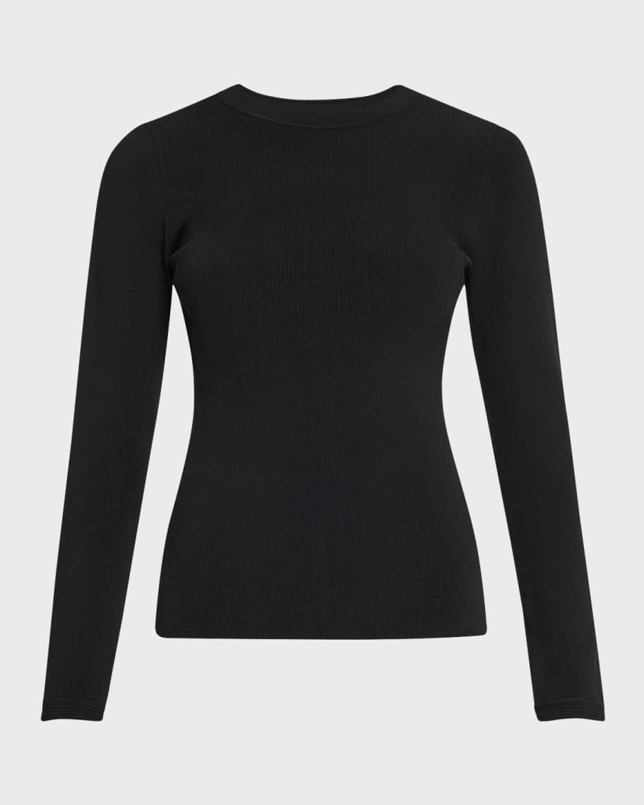 Long-Sleeve Compact Rib-Knit Top Product Image