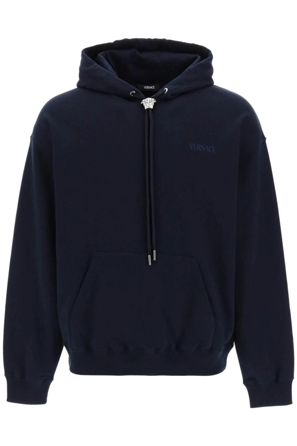 Black Cotton Sweatshirt In Navy Product Image