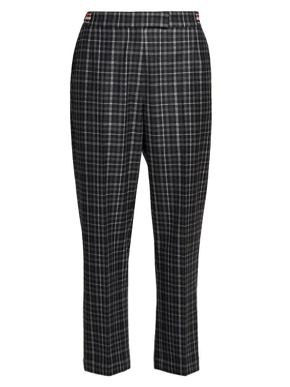 Womens Gingham Wool Side-Tab Trousers Product Image