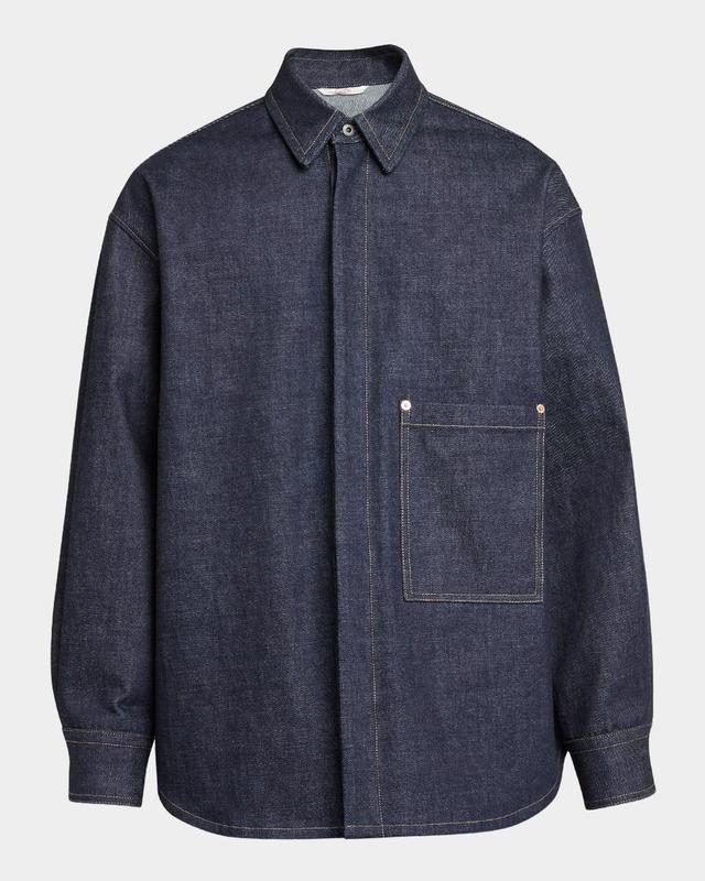 Men's Denim Button-Down Shirt Product Image