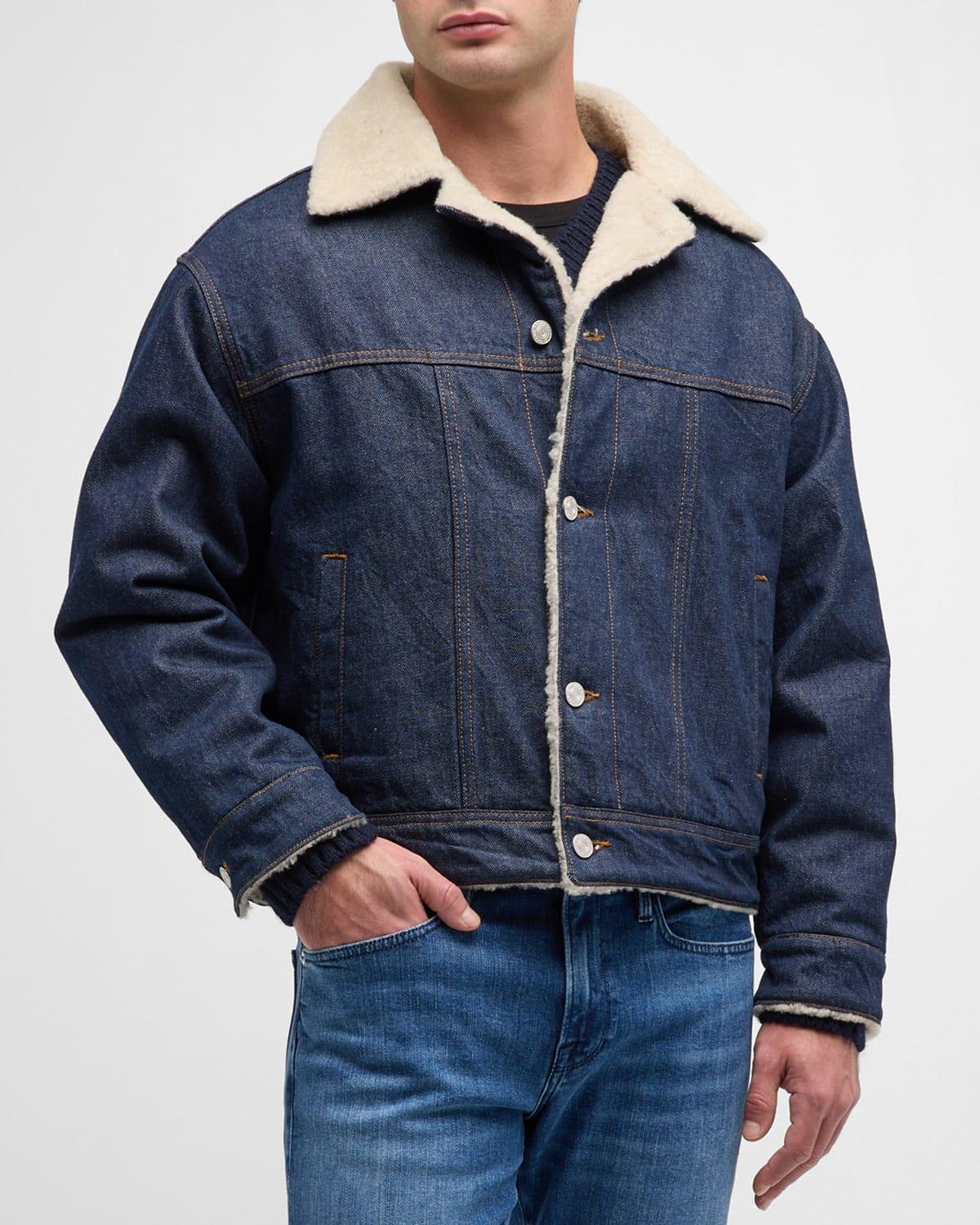 FRAME High Pile Fleece Lined Denim Trucker Jacket Product Image