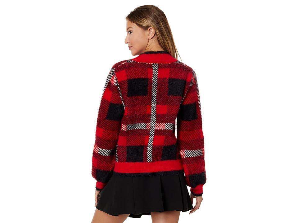 English Factory Check Cardigan Sweater Multi) Women's Clothing Product Image