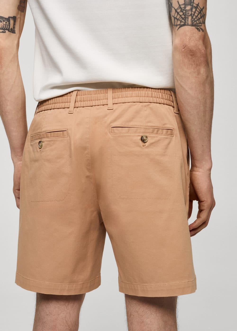 Mango Mens Drawstring Detail Cotton Shorts Product Image