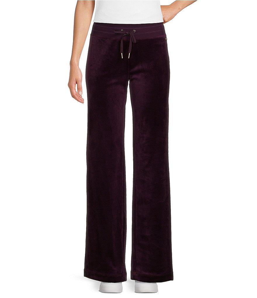 Calvin Klein Velour Wide Leg Ribbed Drawstring Waist Coordinating Pants Product Image