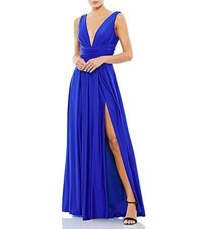 Ieena for Mac Duggal V-Neck Sleeveless Gown Product Image