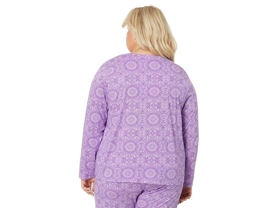 Karen Neuburger Plus Long Sleeve Cardigan PJ Set (Floral Medallion) Women's Pajama Sets Product Image