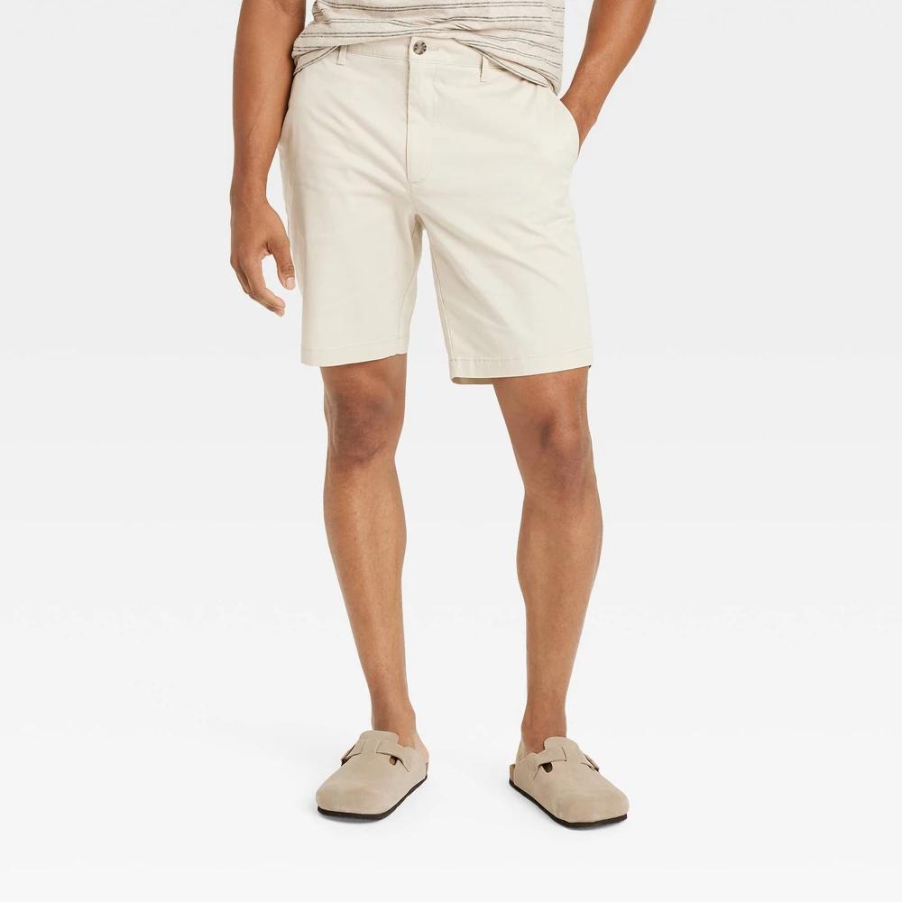 Mens Every Wear 9 Flat Front Chino Shorts - Goodfellow & Co Cream 32 Product Image