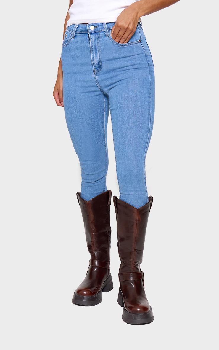 PRETTYLITTLETHING L30 Light Wash 5 Pocket Skinny Jeans Product Image