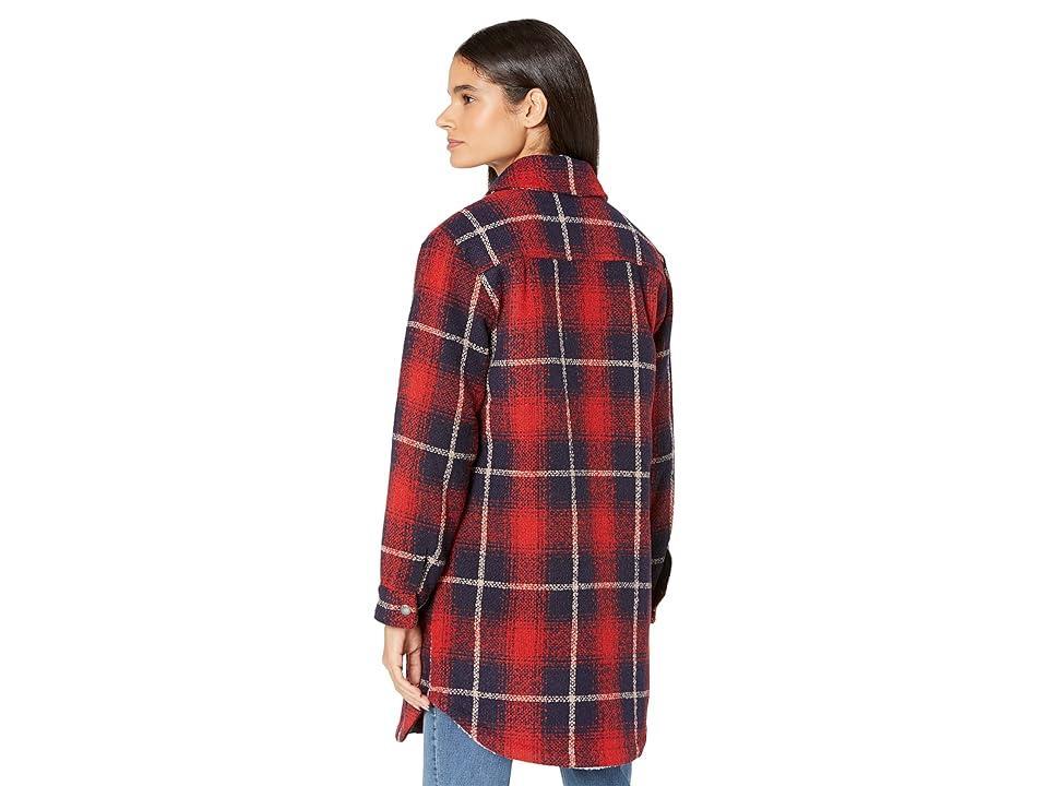 Levi's(r) Oversized Wool Blend Shirt Jacket w/ Sherpa Lining (Red/Navy Shadow Plaid) Women's Clothing Product Image