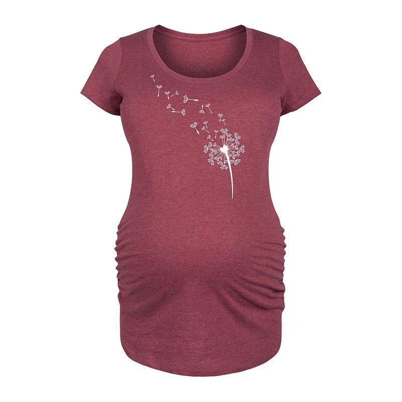 Maternity Dandelion Seeds Graphic Tee, Womens Grey Dark Red Product Image