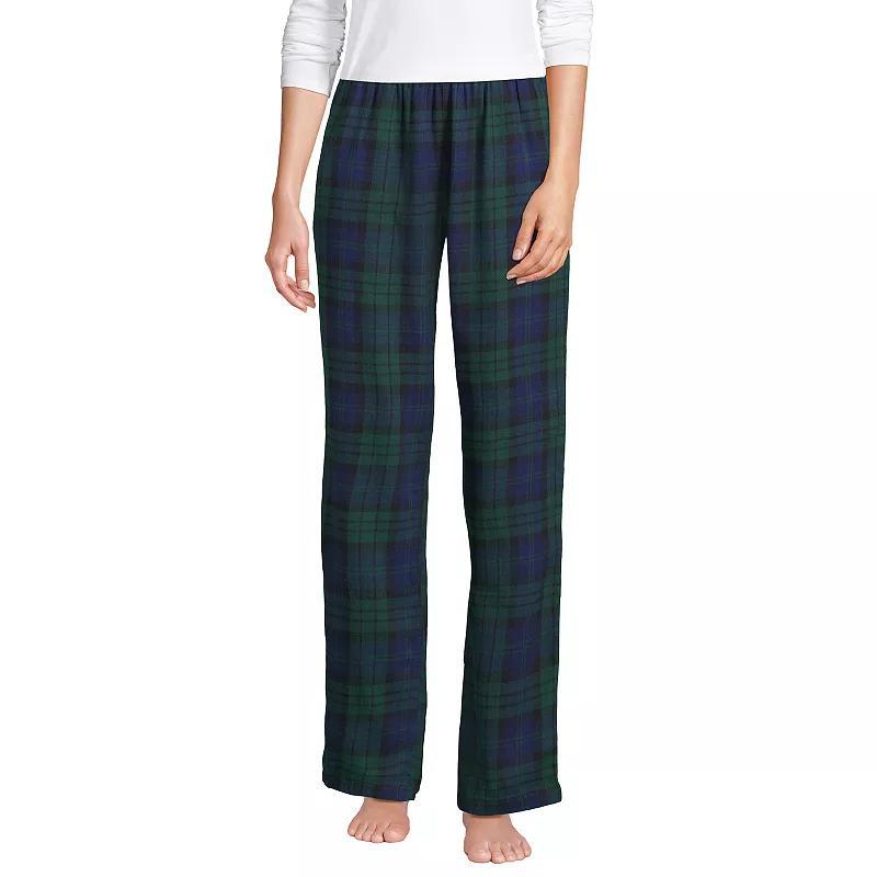 Womens Lands End Womens Flannel Pajama Pants Deep Green Plaid Product Image