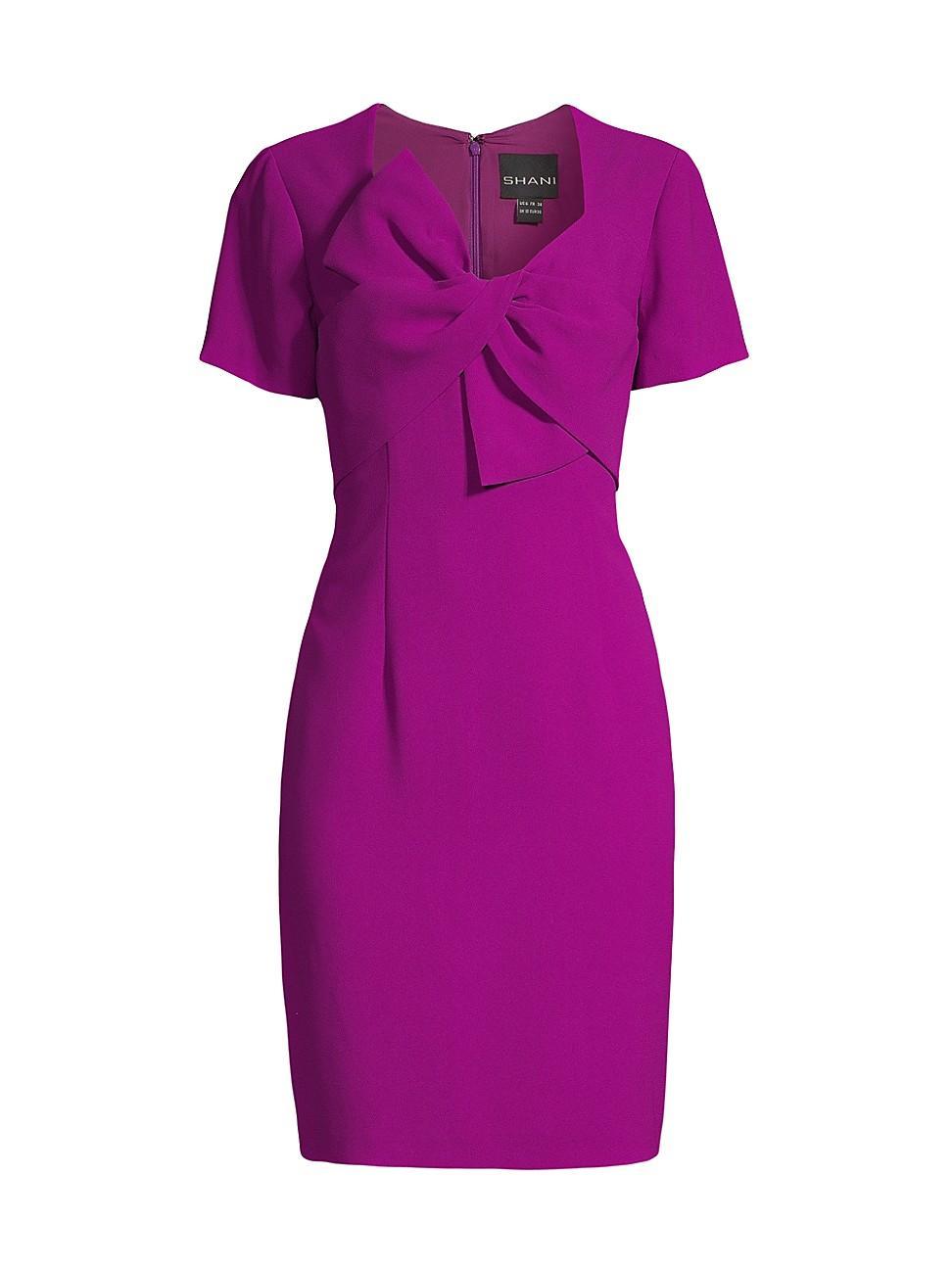 Womens Twisted Bow Crepe Cocktail Dress Product Image