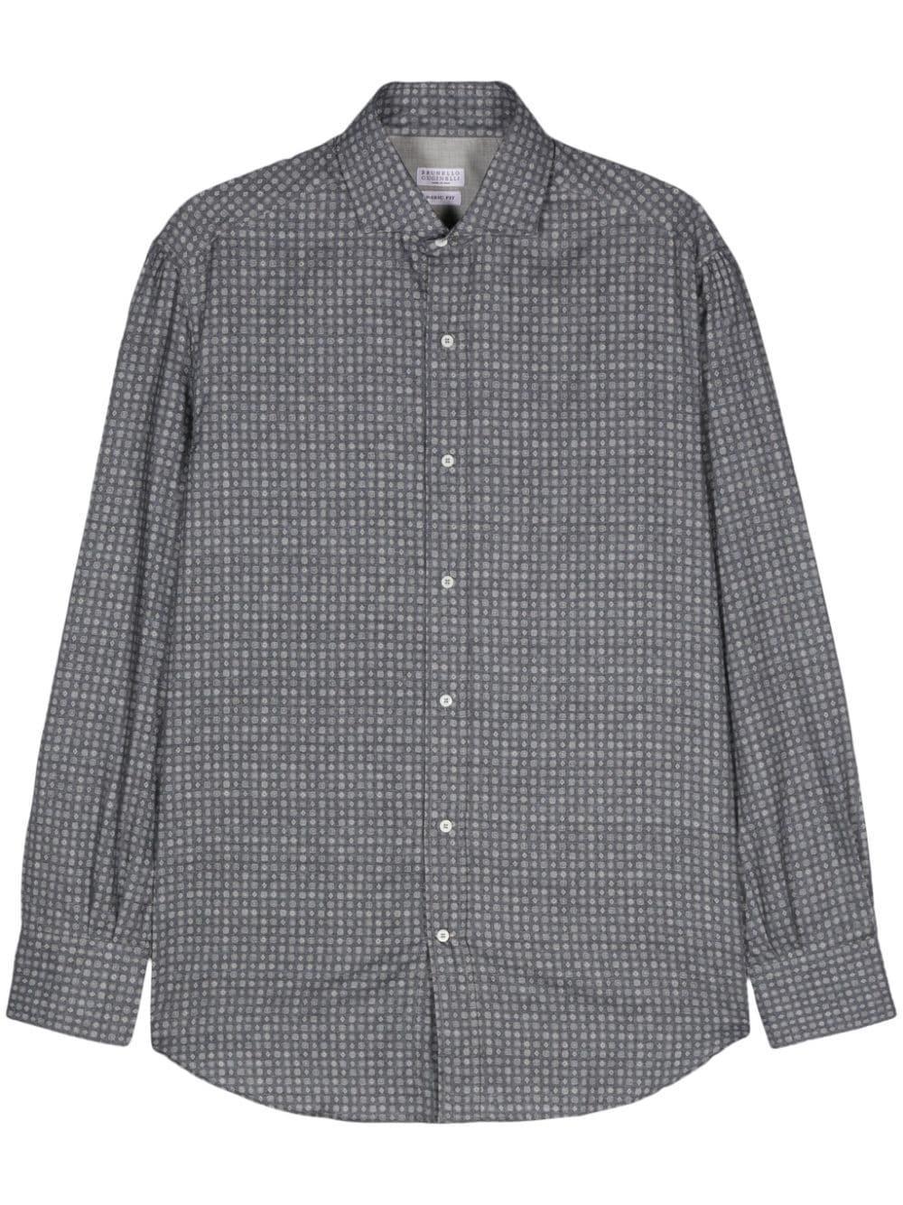 BRUNELLO CUCINELLI Graphic-print Cotton Shirt In Blue Product Image