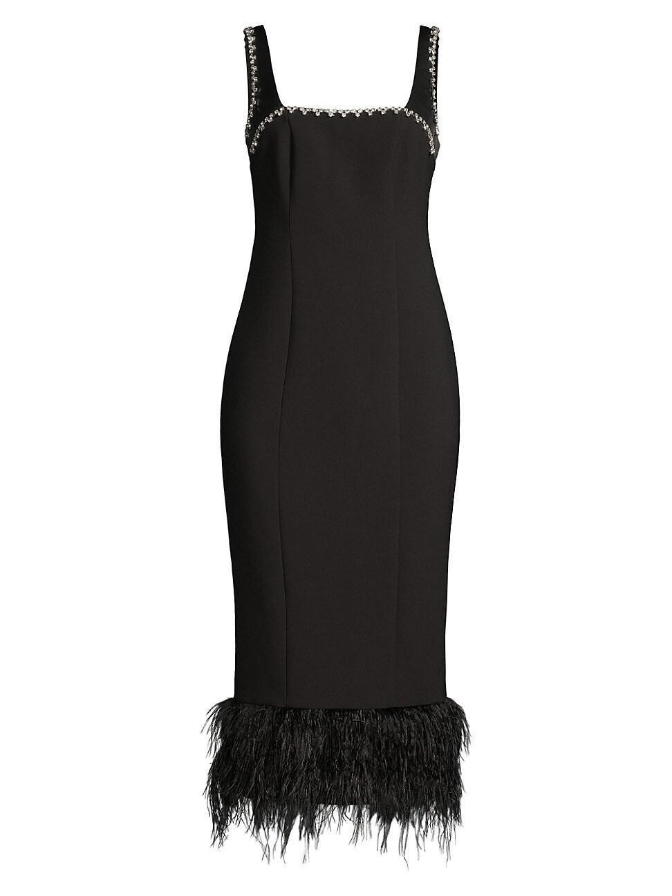 Womens Georgie Feather-Embellished Midi-Dress Product Image