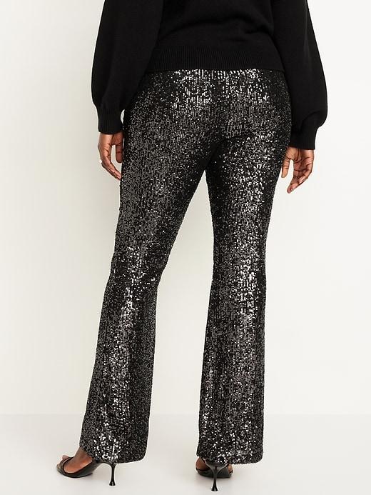 High-Waisted Sequin Flare Pants Product Image