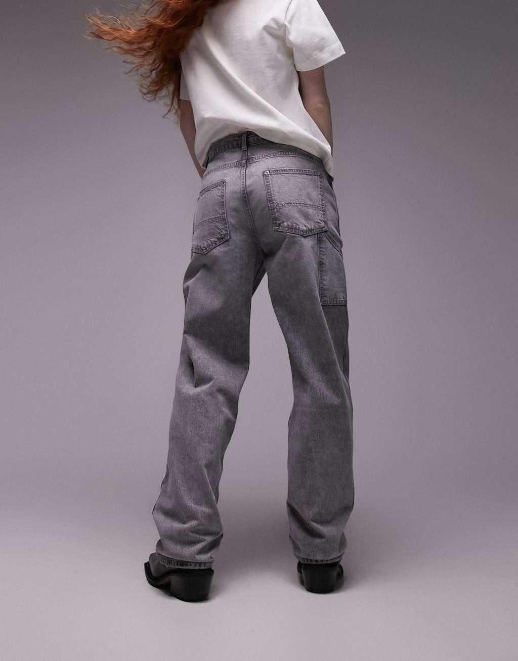 Topshop carpenter jeans in ice gray  Product Image