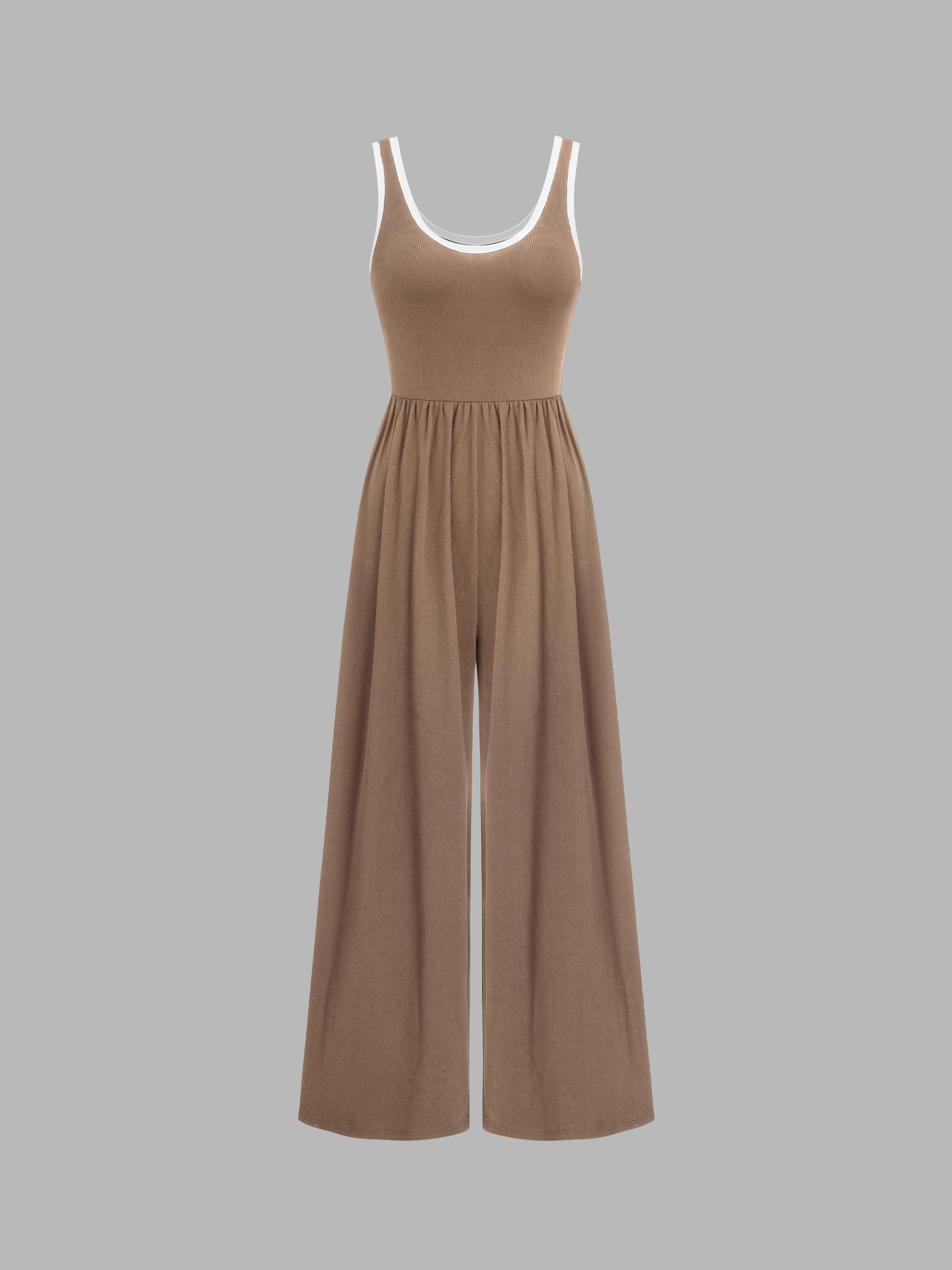 Contrasting Binding Pocket Wide Leg Jumpsuit Product Image