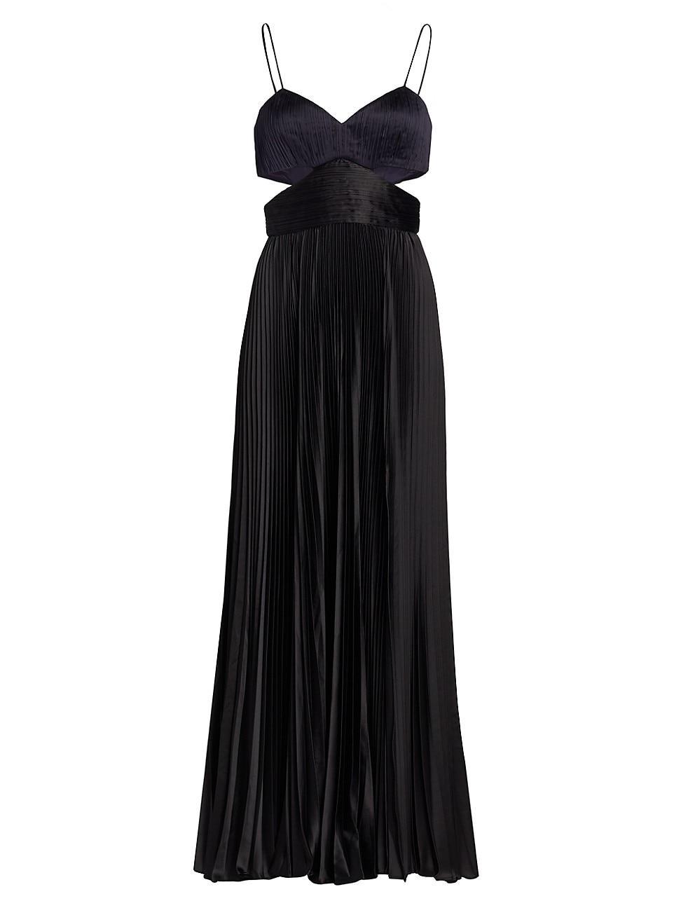 Womens Elodie Satin Colorblock Pleated Gown Product Image