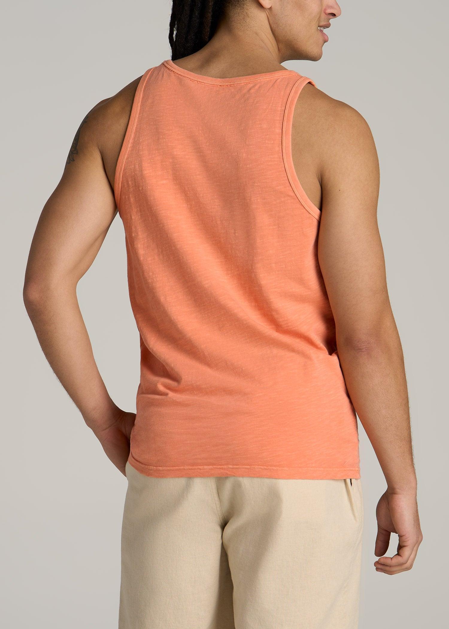 Garment Dyed Slub Pocket Tall Men's Tank Top in Apricot Crush Product Image