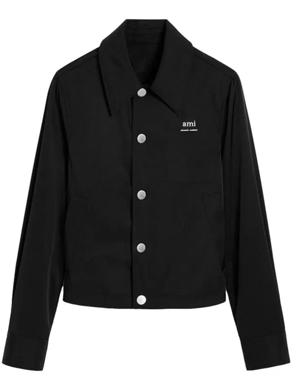 Logo Plaque Buttoned Jacket In Black Product Image