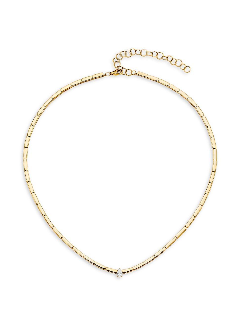 Womens 14K Yellow Gold & 0.26 TCW Diamond Bar Chain Necklace Product Image