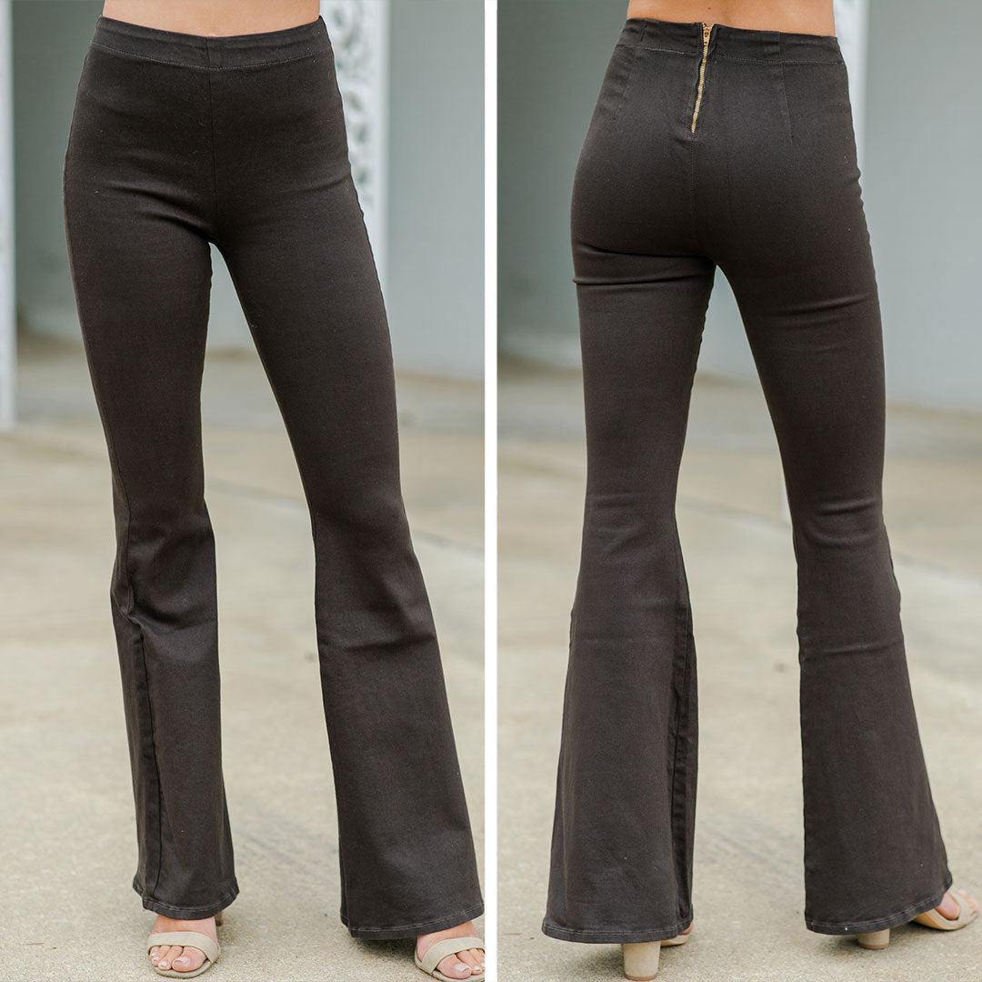 Go Have A Good Time Brown Flare Jeggings Female Product Image