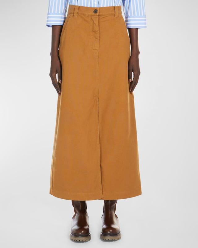 Quincy Front-Slit Cotton Midi Skirt Product Image