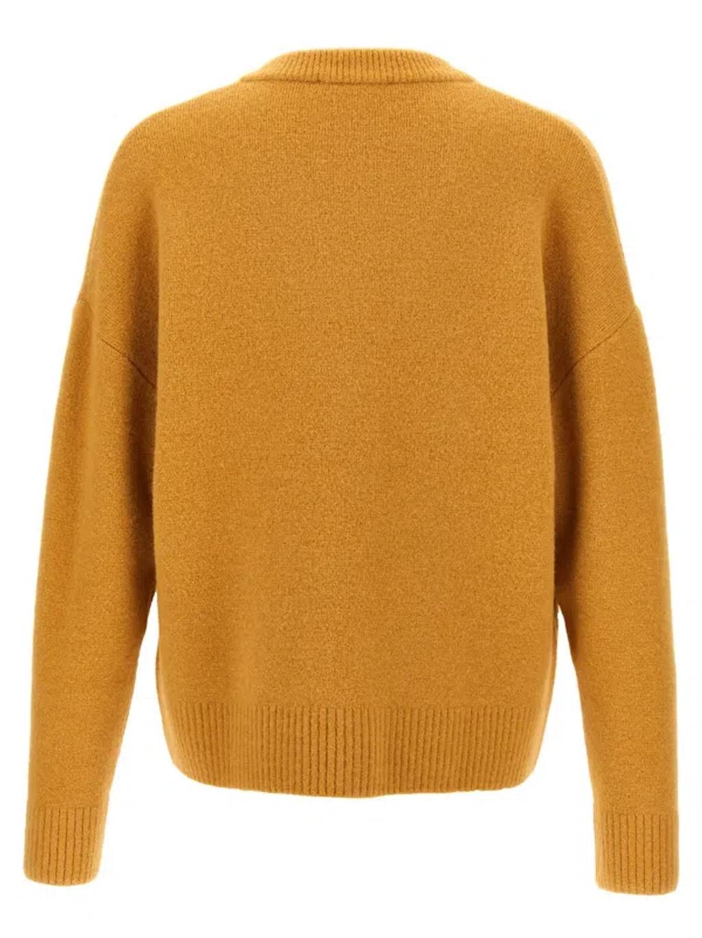 AMI ALEXANDRE MATTIUSSI Adc Alpaca Blend Cardigan In Mustard Product Image