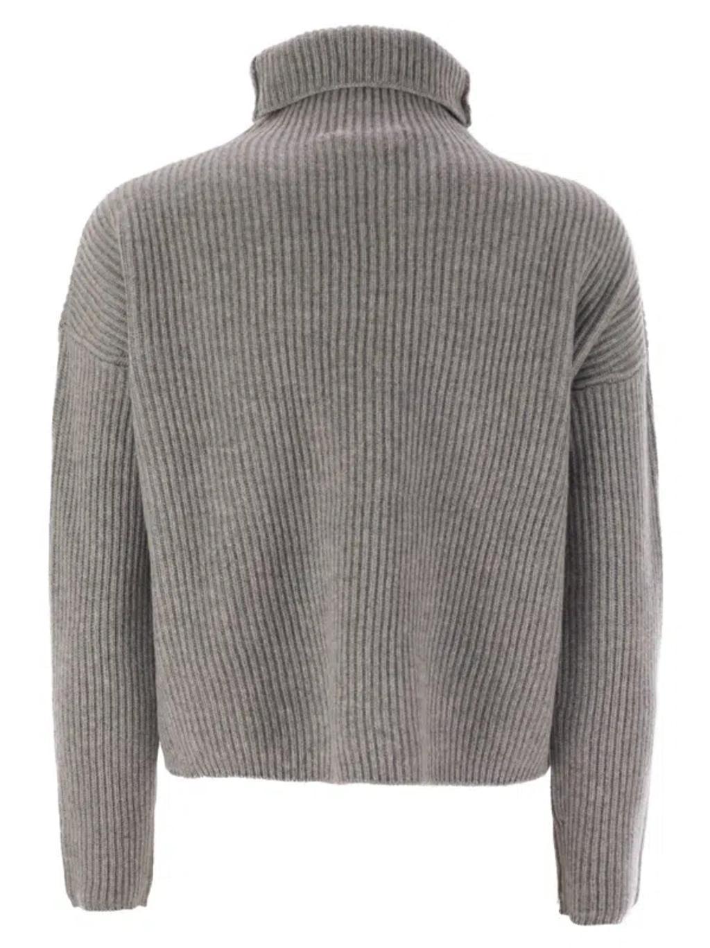 MAX MARA Studio Golia - Wool And Cashmere Turtleneck Sweater In Light Grey Product Image