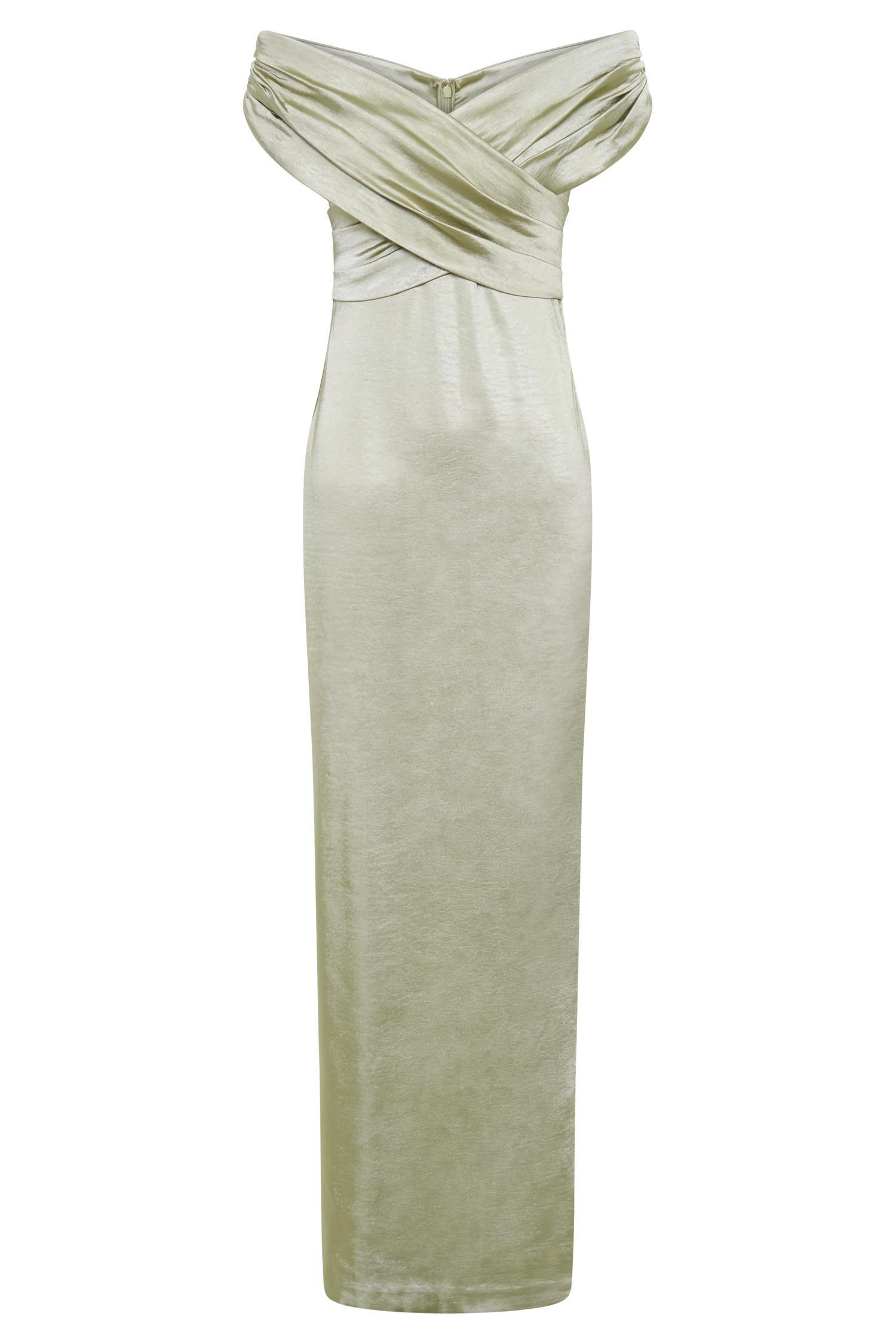 Harley Off Shoulder Satin Maxi Dress - Sage Product Image