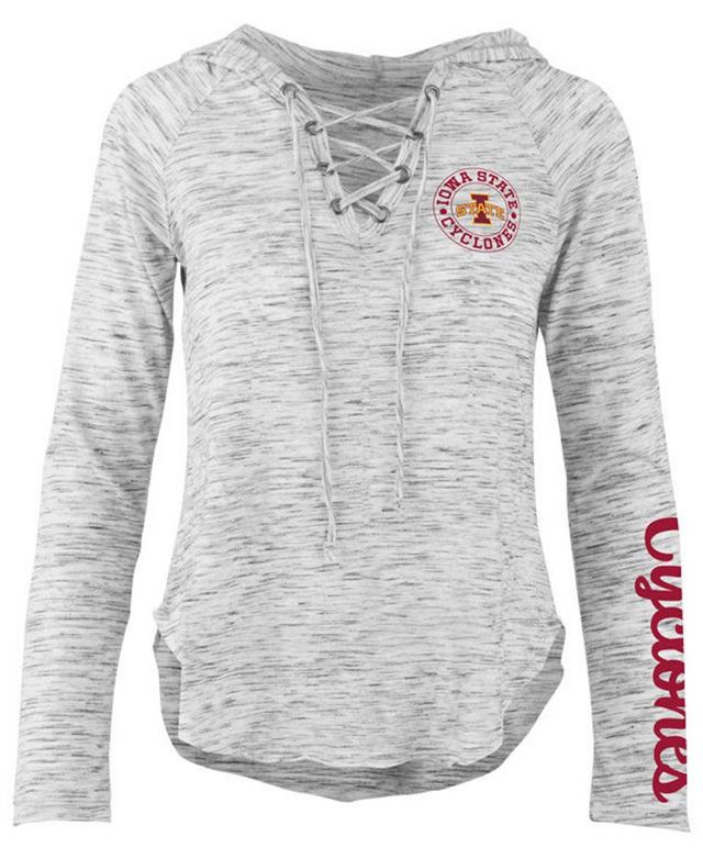 Womens Pressbox Gray Iowa State Cyclones Space Dye Lace-Up V-Neck Long Sleeve T-Shirt Product Image