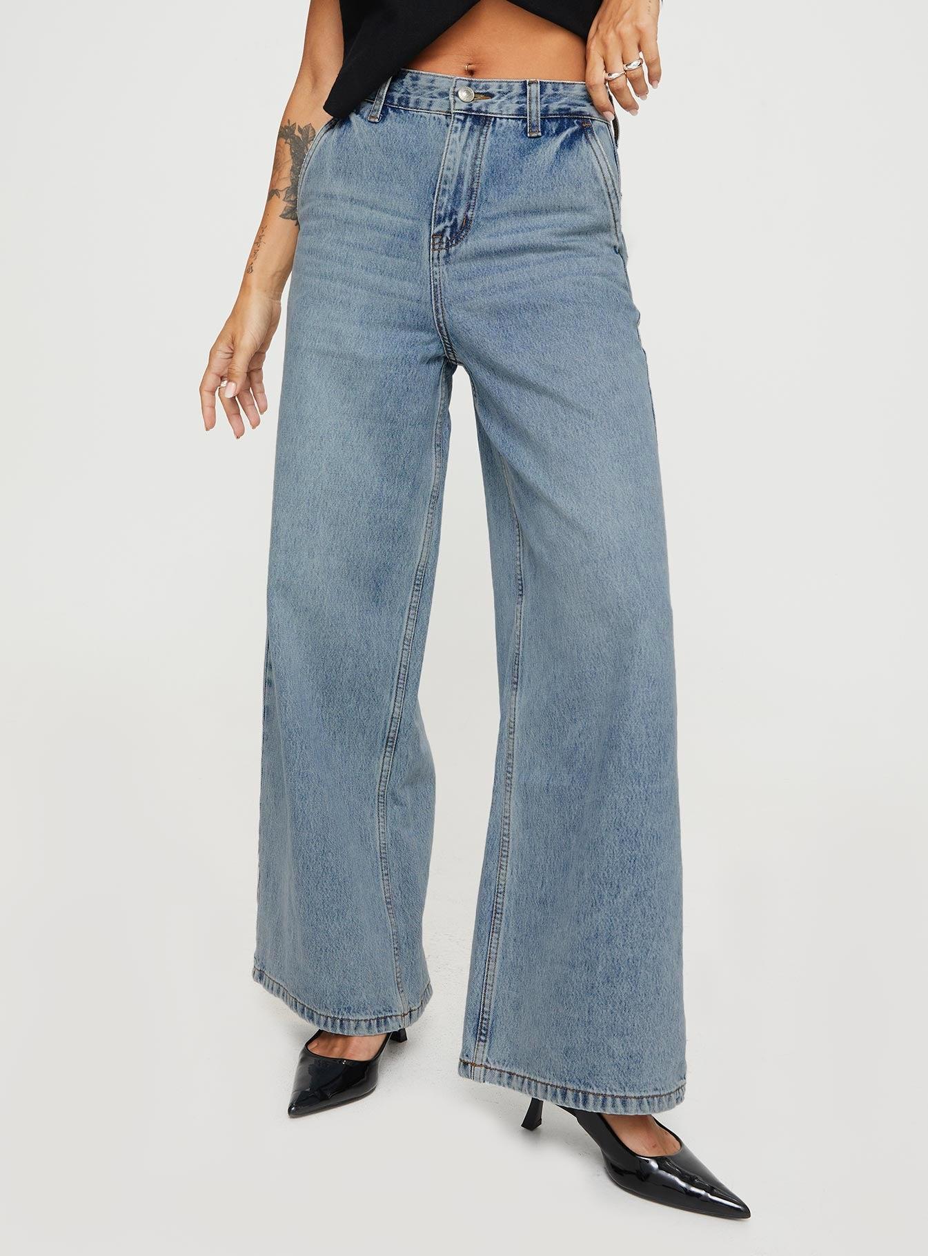 Jewelz Wide Leg Jeans Light Wash Product Image