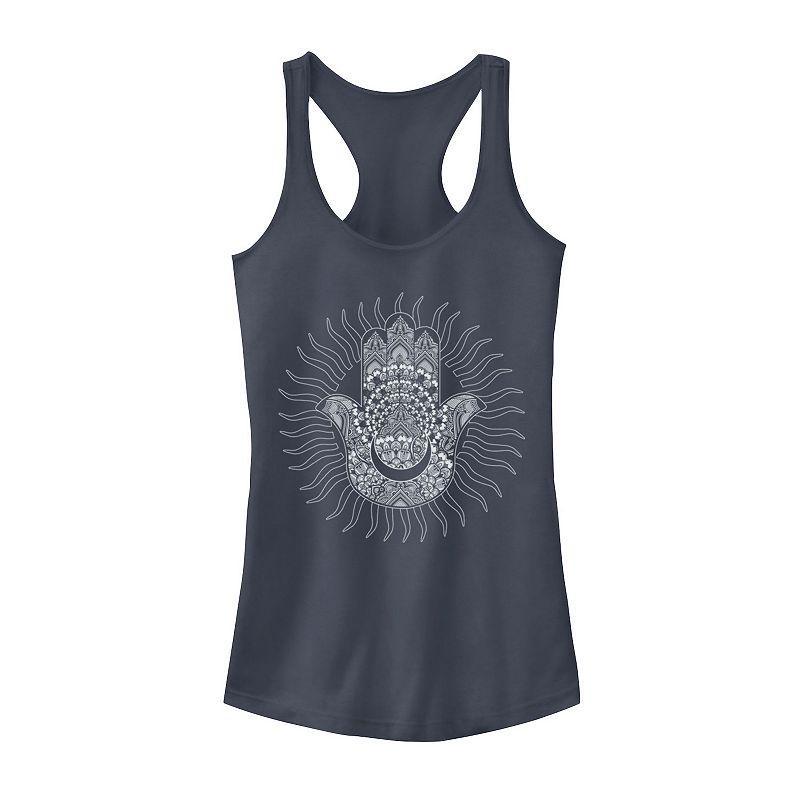 Juniors Hamsa Moon Sun Geometric Design Graphic Tank Top, Girls Blue Product Image