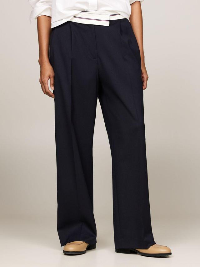 Tommy Hilfiger Women's Wide-Leg Pleated Cross-Waistband Pant Product Image