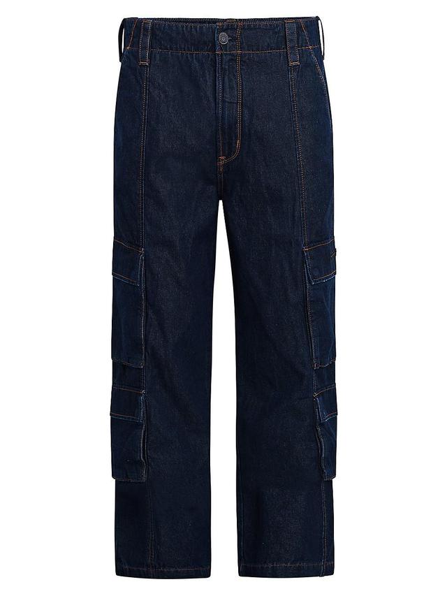 Mens Denim Wide-Leg Cargo Pants Product Image