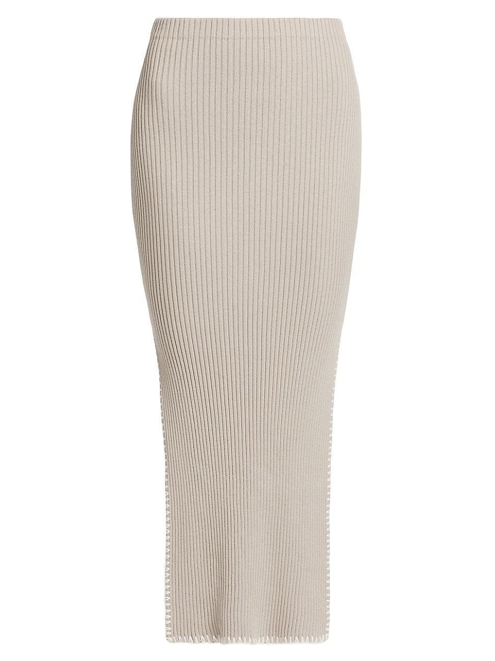 Womens Cotton & Cashmere Rib-Knit Skirt Product Image