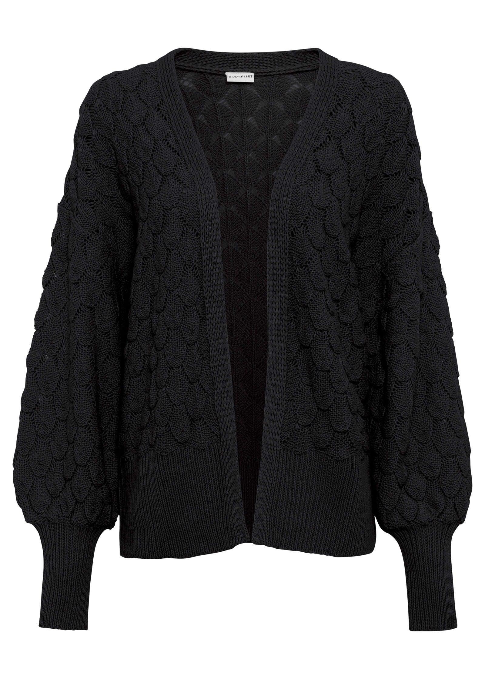 Balloon Sleeve Cardigan - Black Product Image