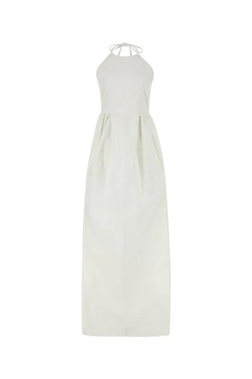 MAX MARA Long Cotton Dress In White Product Image