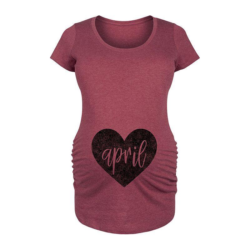 Maternity Heart April Graphic Tee, Womens Grey Dark Red Product Image