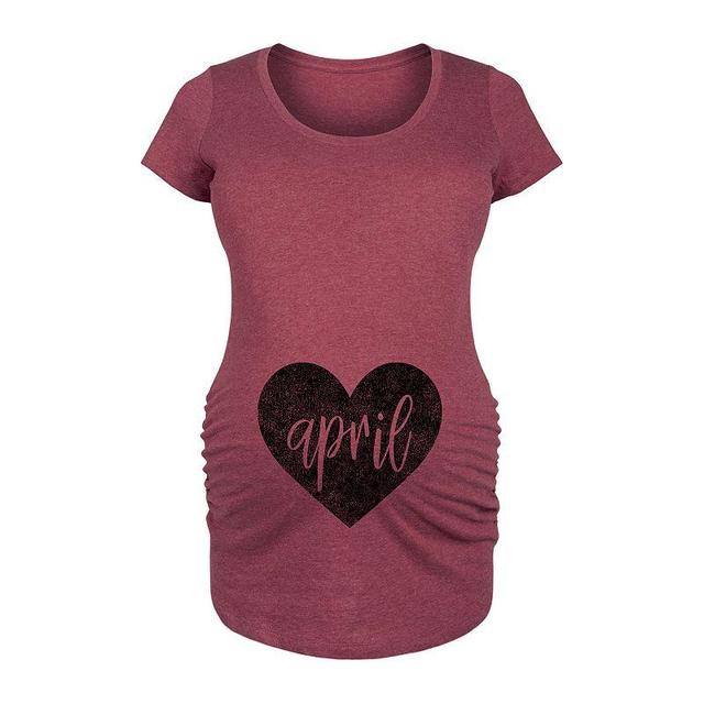 Maternity Heart April Graphic Tee, Womens Grey Dark Red Product Image