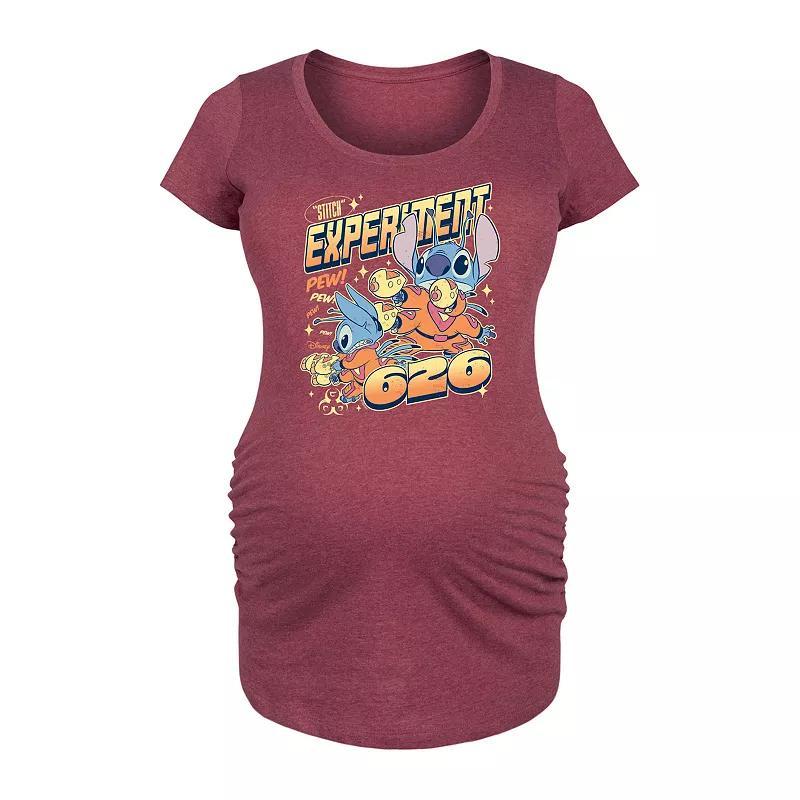 Disneys Lilo & Stitch Maternity Experiment 626 Graphic Tee, Womens Grey Dark Red Product Image