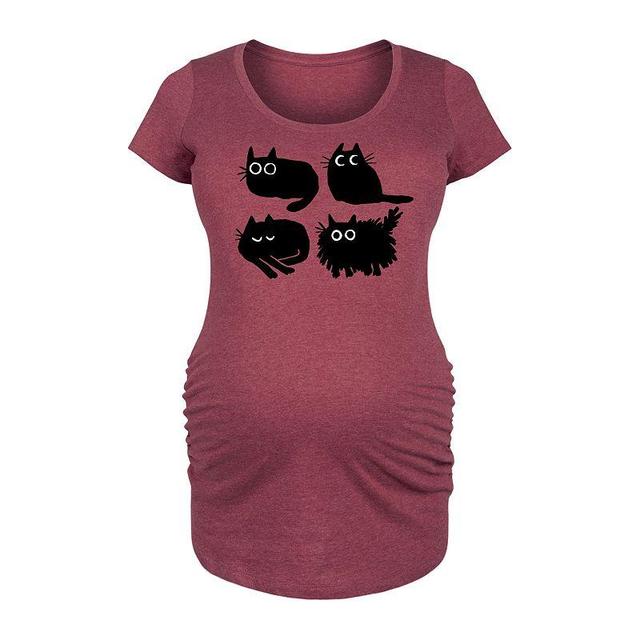 Maternity Sketched Black Cats Graphic Tee, Womens Grey Gray Product Image