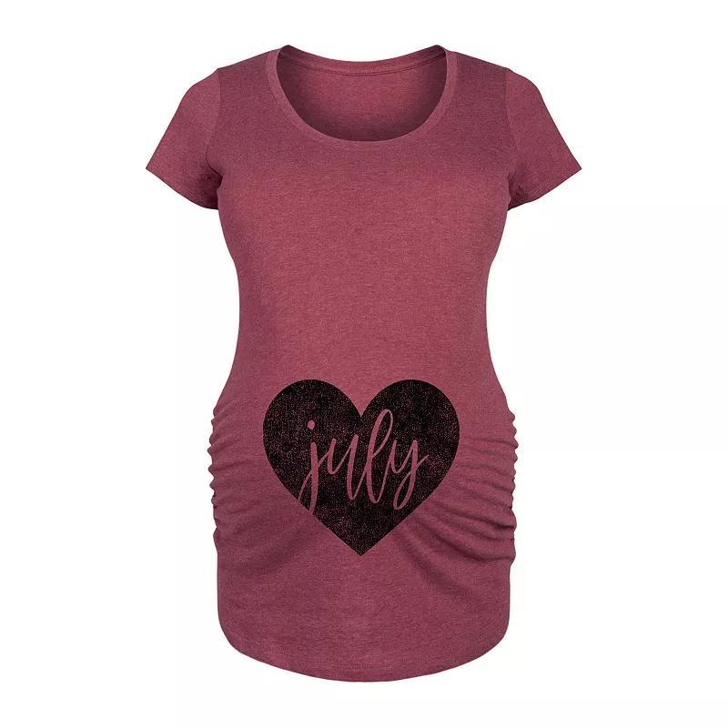 Maternity Heart August Graphic Tee, Womens Grey Dark Red Product Image