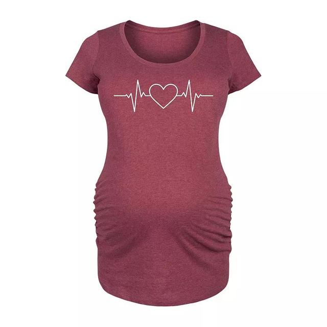 Maternity My Love Candy Heart Graphic Tee, Womens Grey Dark Red Product Image