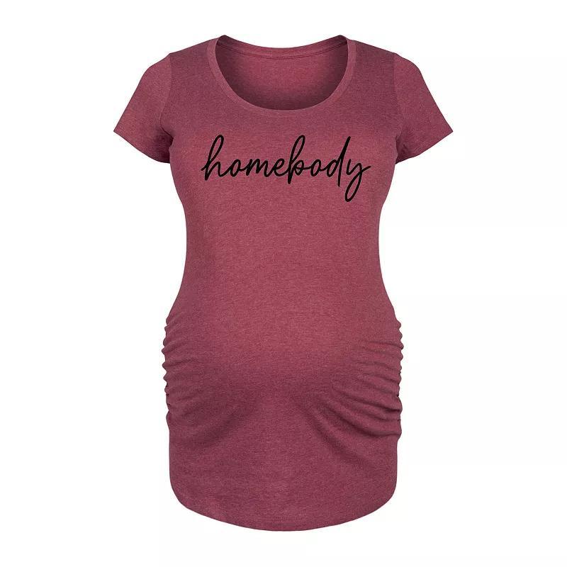 Maternity Homebody Script Graphic Tee, Womens Grey Dark Red Product Image