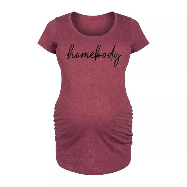 Maternity Homebody Script Graphic Tee, Womens Grey Dark Red Product Image